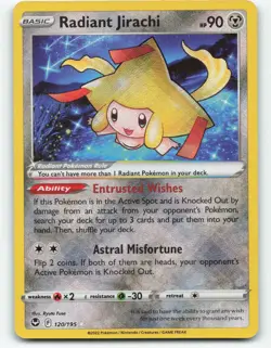 Radiant Jirachi Rare - 120/195 - Silver Tempest Pokemon 2022 - Image 1