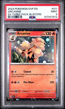 PSA 9 ARCANINE HOLO SVP 011 2023 POKEMON SCARLET & VIOLET TRIPLE BLISTER PROMO - Image 1