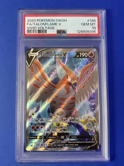 2020 POKEMON SWORD & SHIELD VIVID VOLTAGE #168 FULL ART/TALONFLAME V PSA 10 - Image 1