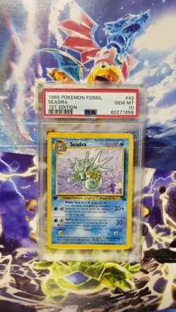 1999 Pokemon Fossil Seadra #42 1st Edition PSA 10 - Image 1