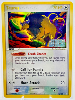 Pokemon TCG Tauros EX 12/100 Crystal Guardians 2006 Stamped Rare Holo Mint - Image 1