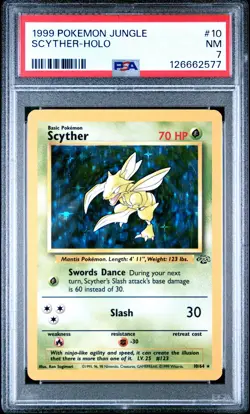 1999 POKEMON JUNGLE #10 SCYTHER-HOLO PSA 7 - Image 1