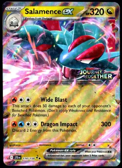 Pokemon TCG Salamence ex 114/159 2025 Journey Together Stamped Promo Card - LP - Image 1