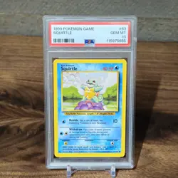 1999 POKEMON Card BASE SET UNLIMITED #63 SQUIRTLE PSA 10 - Image 1
