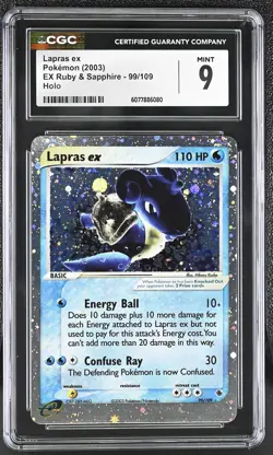 CGC 9 MINT+ Lapras ex 2003 EX Ruby & Sapphire 99/109 Holo Pokemon Card - Image 1