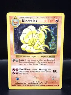 Pokemon Card - Ninetales Base Set (Shadowless) 12/102 Holo Rare - Image 1
