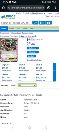 Pokemon Shiny Rayquaza XY69 XY Black Star Promo NM-MT PSA 5 - Image 3
