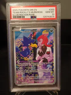 Pokemon TCG Team Rockets Murkrow Illustration Rare #200 Destined Rivals PSA 10 - Image 1