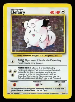 Clefairy 5/102 Holo Rare Base Set Pokemon Card - Image 1