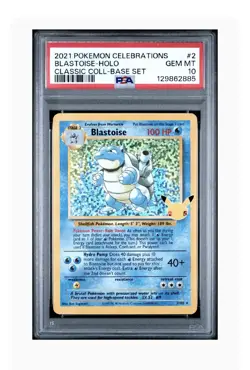 Pokemon Blastoise Holo Celebrations Classic Collection 2/102 PSA 10 Gem Mint - Image 1