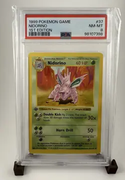 Pokemon TCG - Nidorino 037/102 - Base Set - First Edition - PSA 8 - Image 1