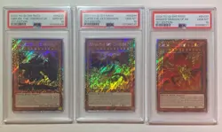PSA 10 Yu-gi-oh! Platinum Secret Rare Set of 3 English Obelisk Slifer Ra god - Image 1