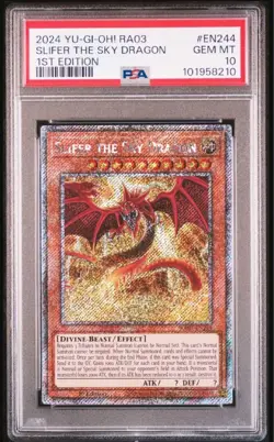 PSA 10 Yu-gi-oh! Platinum Secret Rare Set of 3 English Obelisk Slifer Ra god - Image 4