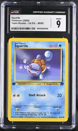 CGC 9 MINT Squirtle Team Rocket 1st Edition 68/82 Pokemon Card - Image 1