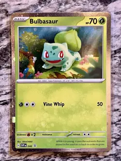 🍃Pokemon Bulbasaur 151 SVP 046 Black Star Promo cosmos holo HD GALAXY SWIRLx2🌀 - Image 2