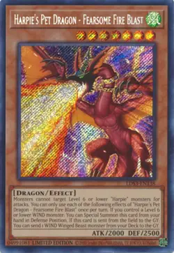 Yugioh! Harpie's Pet Dragon - Fearsome Fire Blast - LDS3-EN138 - Secret Rare - L - Image 1