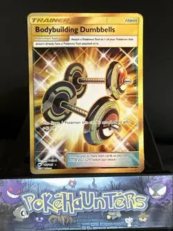 Pokemon Card Bodybuilding Dumbbells 161/147 Burning Shadow Secret Rare Played - Image 1