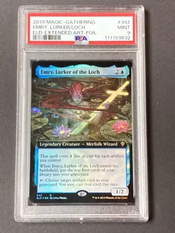 2019 MTG THRONE OF ELDRAINE EXTENDED ART-FOIL EMRY LURKER OF THE LOCH PSA 9 - Image 1