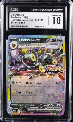 2025 POKEMON PRISMATIC EVOLUTIONS - SURPRISE BOX UMBREON EX CGC 10 GEM MINT - Image 1