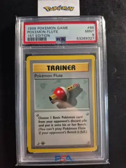 First Edition 1999 Pokemon Base Set 86/102 Pokemon Flute PSA Mint 9 - Image 1