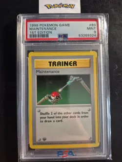 First Edition 1999 Pokemon Base Set 83/102 Maintenance PSA Mint 9 - Image 1