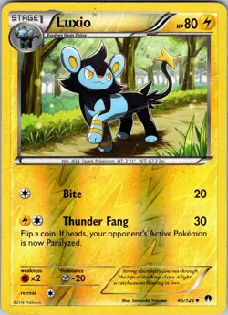 Pokemon TCG Luxio XY BREAKpoint 45/122 Reverse Holo Uncommon Card Played HP - Image 1