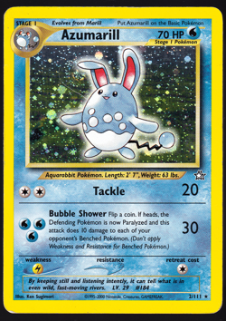 Azumarill 2/111 Neo Genesis Holo 2000 Pokemon TCG Card MP - Image 1