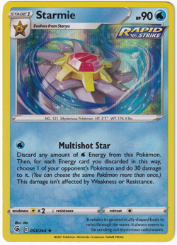 Starmie 053/264 Fusion Strike Holo 2021 Pokemon TCG Card NM - Image 1
