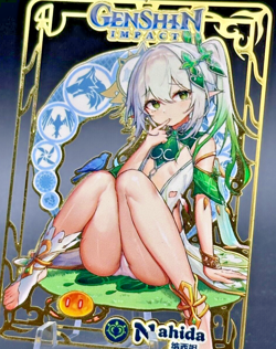 Nahida - genshin impact | Genshin goddess doujin art waifu Metal Card ccg - Image 1