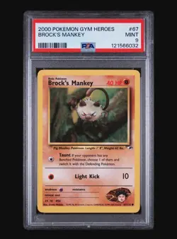 BROCK’S MANKEY 67/132 - GYM HEROES 1999-2000 POKEMON CARD - POP 24 - PSA 9 MINT - Image 2
