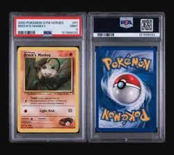 BROCK’S MANKEY 67/132 - GYM HEROES 1999-2000 POKEMON CARD - POP 24 - PSA 9 MINT - Image 4