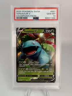 PSA 10 Gem Mint 2020 Pokemon SWSH Venusaur V 001/073 Champion’s Path - Image 1
