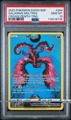 Pokemon 2023 Galarian Moltres SWSH284 Tin Promo BSP Crown Zenith GEM MINT PSA 10 - Image 1