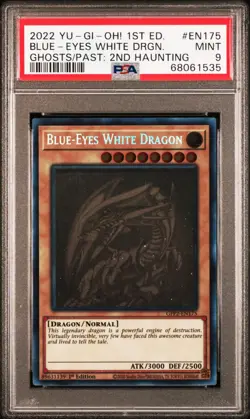 2022 YU-GI-OH! GHOSTS FROM THE PAST 1ST EDITION BLUE-EYES WHITE DRAGON PSA 9 - Image 1