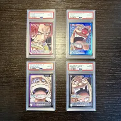 PSA 10 Shanks + Buggy + Luffy + Marshall Leader Sequential Set One Piece Cards - Image 1