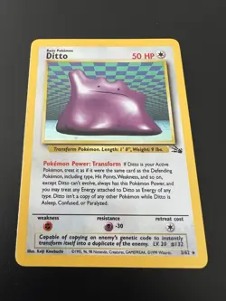 Ditto 3/62 Fossil Unlimited 1999 Pokemon Card Holo Rare NM - Image 1