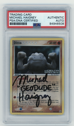 PSA Signed Micheal Haigney Ditto 62/113 EX Delta Species 2005 Pokemon - Image 1