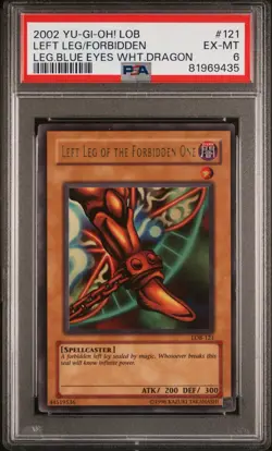 Yugioh Left Leg of the Forbidden One LOB-121 PSA 6 Legend of Blue Eyes Exodia - Image 1
