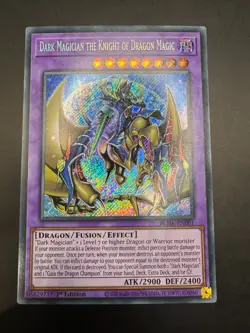 YUGIOH DARK MAGICIAN THE KNIGHT OF DRAGON MAGIC SECRET RARE NM BLMR-EN001 - Image 1