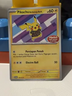 Pokemon TCG Pikachu Berkemeja Batik Purple 2024 SV-P Promo Card #154 - Image 1