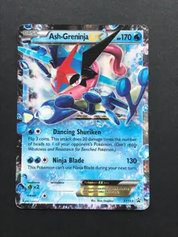 Ash-Greninja EX XY133 Holo Promo Pokemon Card - Played - Image 1