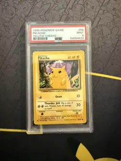 1999 POKEMON BASE SET UNLIMITED YELLOW CHEEKS #58 PIKACHU PSA 9 - Image 1