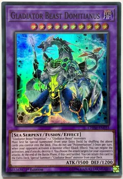 CHIM-EN033 Gladiator Beast Domitianus - Super Rare 1st Ed Near Mint YuGiOh - Image 1