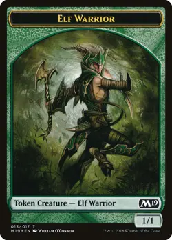 MTG - Elf Warrior Token - Core Set 2019 - NM, English Magic FLAT RATE SHIP - Image 1