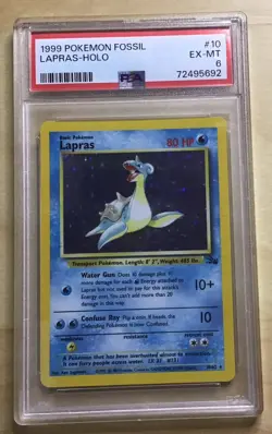 🔥1999 Pokemon Fossil Lapras 10/62 Holo #10 PSA 6 - Image 1