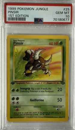 1999 Pokemon Jungle 1st Edition Pinsir #25 PSA 10 - Image 1