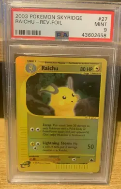 Raichu Skyridge PSA 9 Mint 27/144 Rare Reverse Holo Pokemon 2003 - Image 1