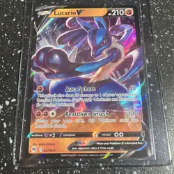 Pokemon TCG Lucario V 27/73 Ultra Rare Holo Champion's Path B28 - Image 1