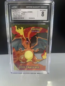 Pokemon Topps Series 2 & 3 PC1-PC10 Clear Card Set Charizard CGC 8 - Image 1