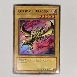 MISPRINT FADED TEXT SUPER RARE CURSE OF DRAGON LOB-066 UNLIMITED LP YUGIOH - Image 1